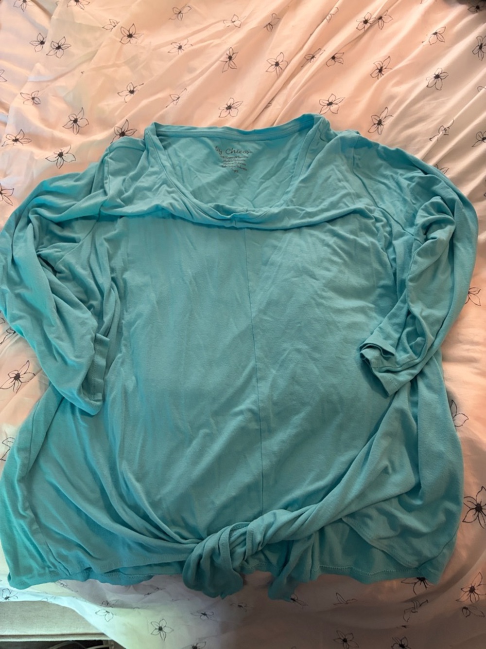 Chicos Light Blue‎ Women's Knot-Front Top